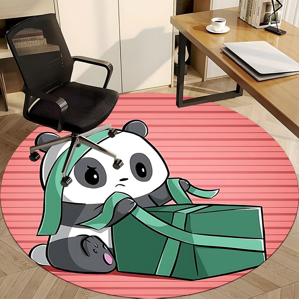 1pc Panda Package Office Round Area Rug, Indoor Mat Suitable For Office, Under Office Chairs Bedroom Living Room Home Decor, Room Deco