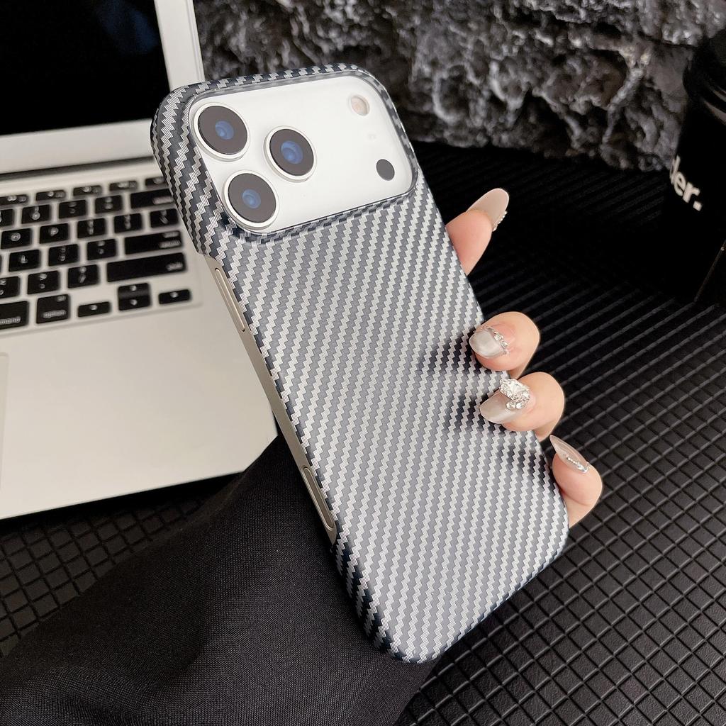 Luxury Half Carbon Fiber Protection Bumper Phone Case For iPhone 17 Air 16 15 PM 14 Plus 13 12 Pro Max 11 Hard PC Colorful Shockproof Protective Cover
