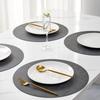Cloth Pattern Double-sided Dual-purpose Oil Edge Leather Placemat, High-grade Waterproof and Oil-proof Dining Table Mat, Heat Insulation Mat,