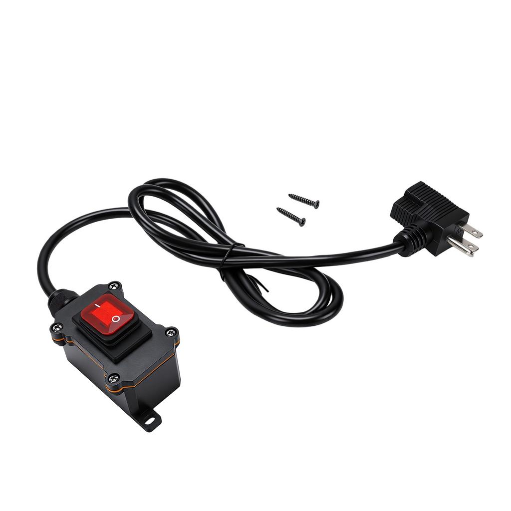 Inline Cord Switch with 4ft 18AWG Cable Piggyback Plug 16A IP67 Water Proof Inline Power Switch NEMA 5 15P Plug and 5