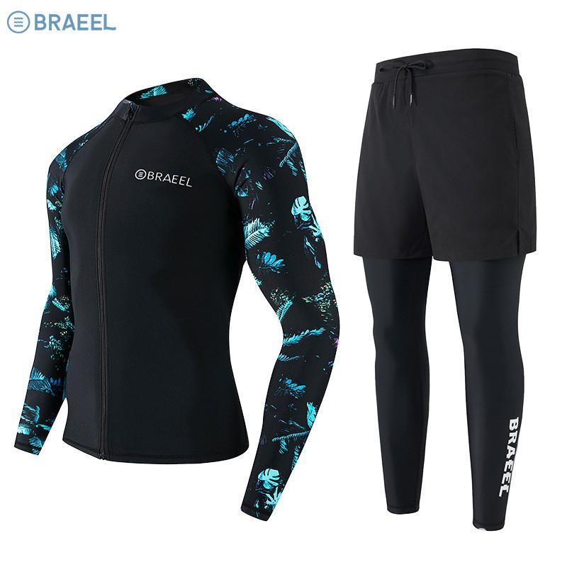 Heren UV Bescherming Rash Guard Set Lange Mouwen Top Broek Sneldrogend Snorkelen Duikpak Watersport