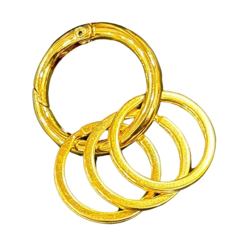 

[DAZUMA] key ring carabiner round shape strap accessories antique wallet chain vintage key ring metallic round carabiner 3 circles (gold)
