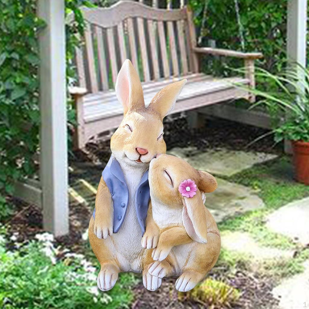 2 Pieces Outdoor Garden Statue Animal Figurines for Patio Table Accessories