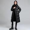 Women's Mid-length Hooded Casual Winter Jacket, Plain Color, Simple Commuter Jacket