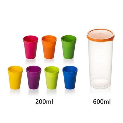 7-teiliges Set mit Regenbogen-Plastikbechern, wiederverwendbar, Wasserbecher, Picknick, Reisen, trendig, lustig, tragbar, Regenbogenanzug, Tasse, Party, Kinder-Trinkbecher