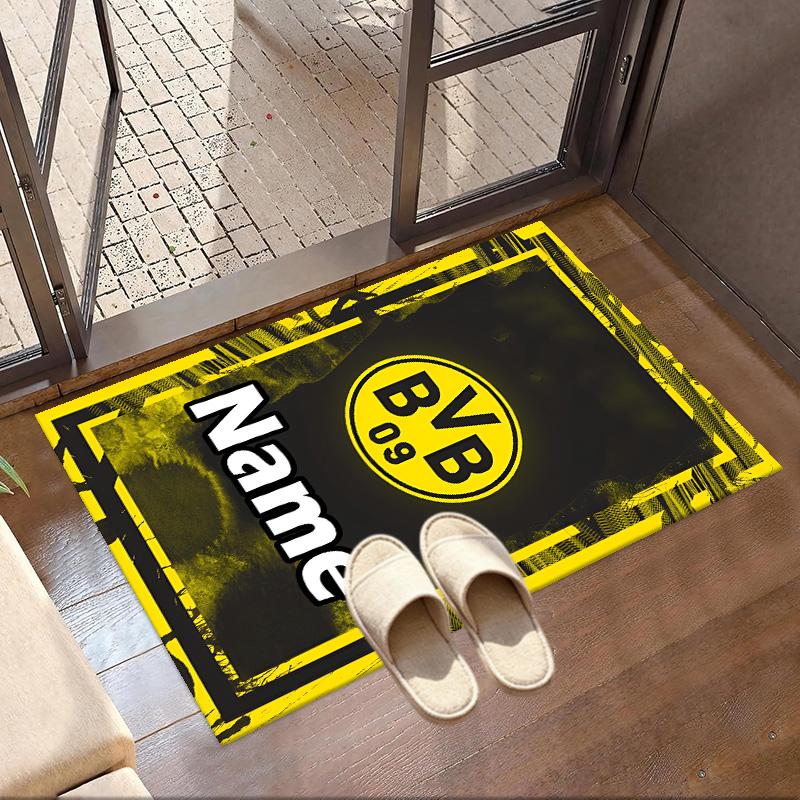 Custom Name Personalized Borussia Dortmund Print Carpet, Versatile Home Decor Rug, for Playroom, Apartment, Balcony, Entryway, Hallway Gift