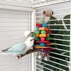 Multi Colored Parrot Chew Hanging Bite Resistant Bird Climbing Blocks with Bells Parrot Standing Branches Cage Accessories