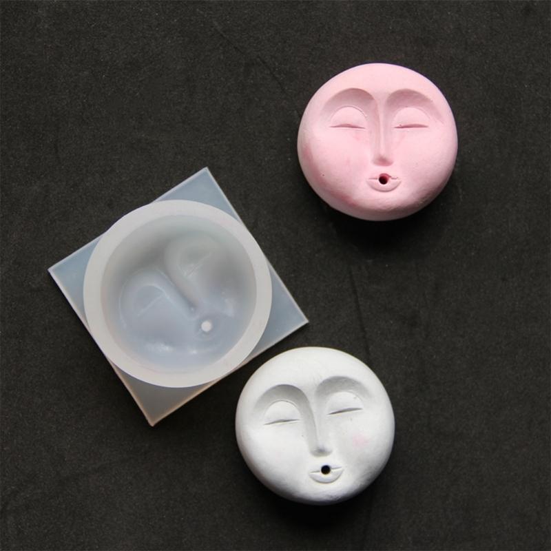 Incenses Tray Silicone Molds Handmade Human Face Pattern Incenses Insert Stick Holder Cements Plasters Mould Crafts Decors