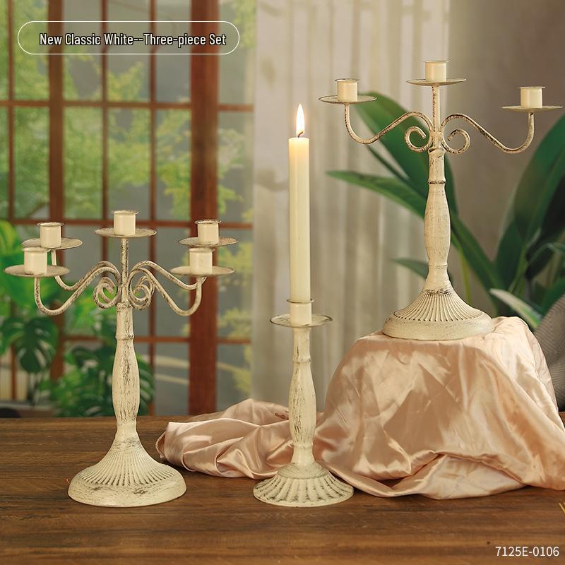 Vintage French Candelabra Ornament – Romantic European Candle Holder for Table Decor and Photo Props