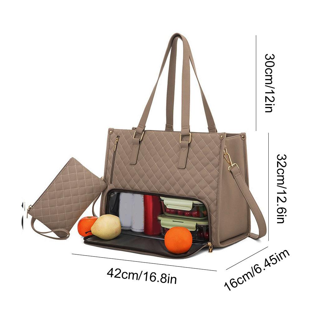 2-in-1 Lunchtas Laptoptas met Portemonnee Multifunctionele Zakelijke Lunchtas Lunchbox Handtas voor Werk Kantoor Camping Picknick