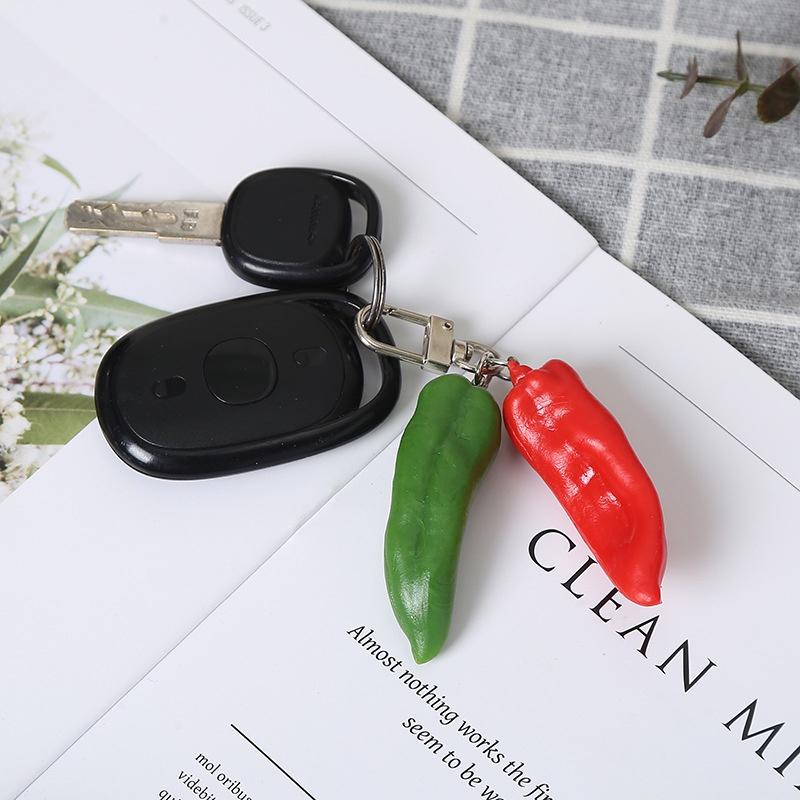 Realistic Red And Green Bell Pepper Keychain Creative Vegetable Bag Pendant