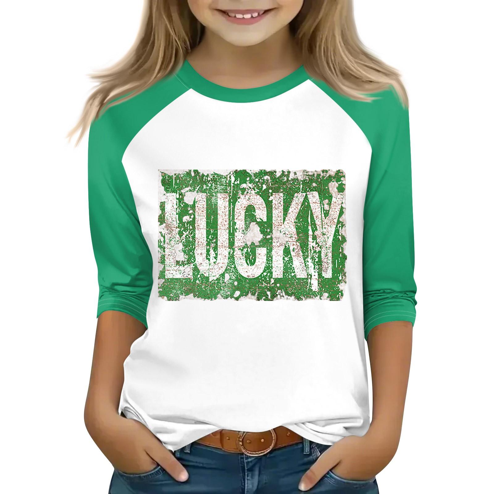 

Топи для молодих дівчат 4-16 років Футболки з круглим вирізом і рукавами 3/4 Модні топи Футболки 140