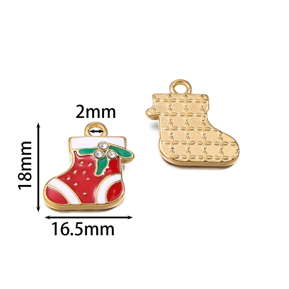 1pcs Stainless Steel Christmas Charms Gold Color Santa Claus Christmas Tree Enamel Pendants For DIY Earrings Necklaces Making