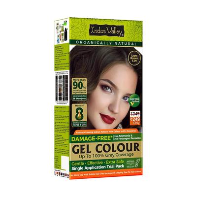 Trial Pack (Light Brown, 65 Ml) Natural Gel Hair Colour for Women Ammonia & PPD Free,100% Grey Coverage, Long Lasting Hair Color