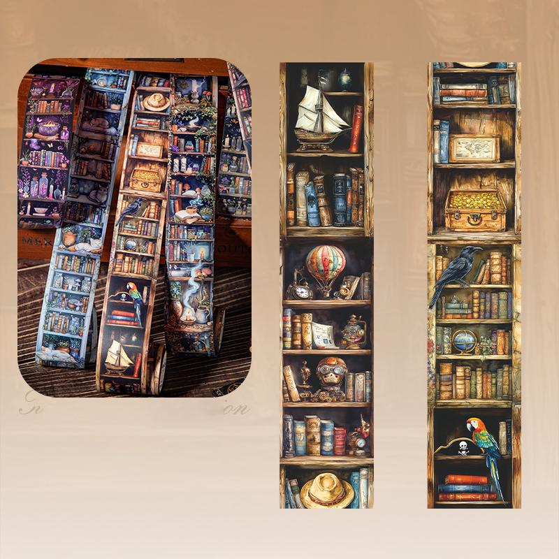 

Набор ленты-васи с клипом для книжной полки темной магии, водонепроницаемые готические наклейки-роллы для скрапбукинга