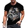 T-Shirt mit 3D-Buchstabendruck für Herren, Tier-T-Shirts, Wolf, große Größe, kurzärmelig, lässiges Oberteil für Herren