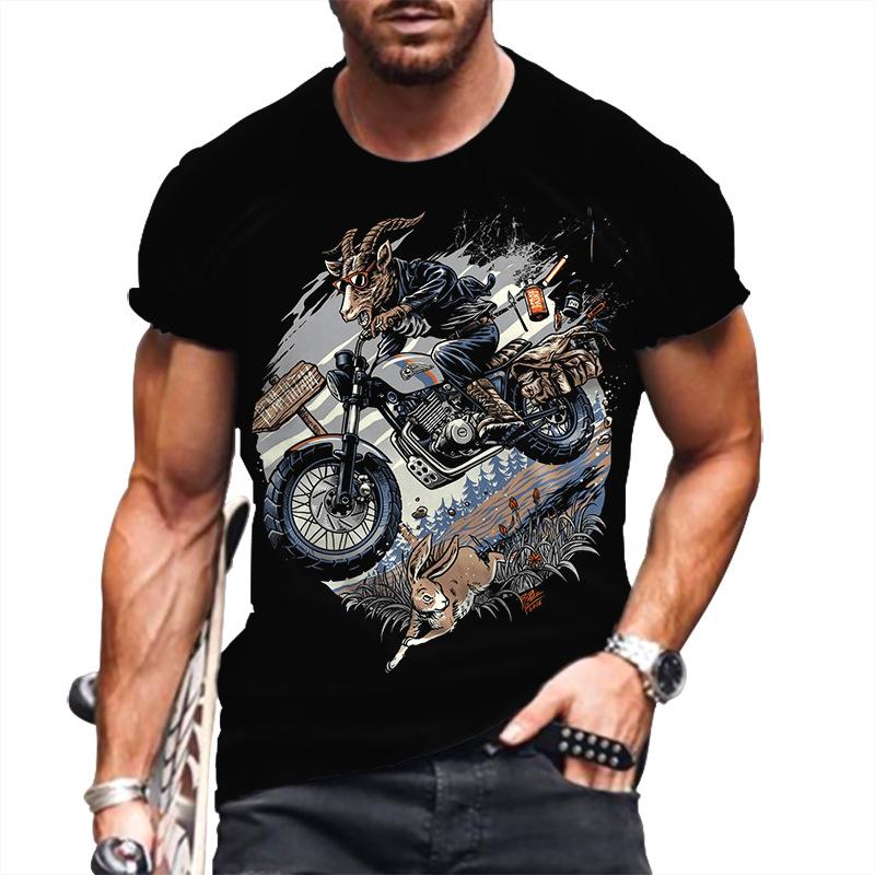 T-Shirt mit 3D-Buchstabendruck für Herren, Tier-T-Shirts, Wolf, große Größe, kurzärmelig, lässiges Oberteil für Herren