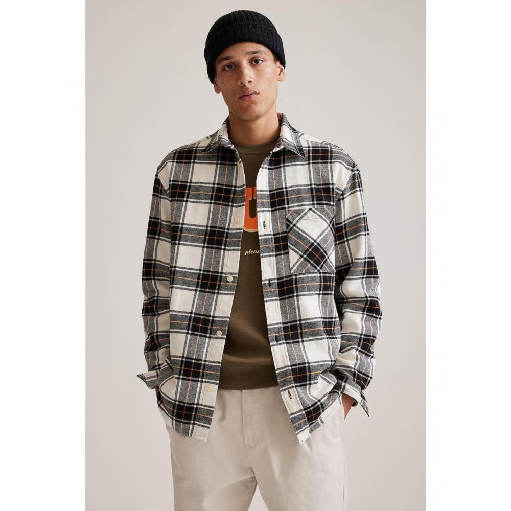 

Рубашка HM из хлопкового твила, черно-белая клетка 1083896003