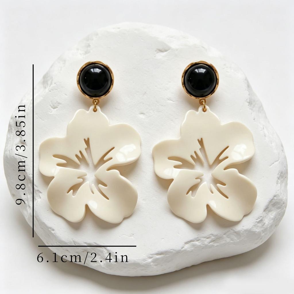 European and American fashion style earrings, temperament flower petals inlaid with precious stones design studs, personalized versatile earrings wome