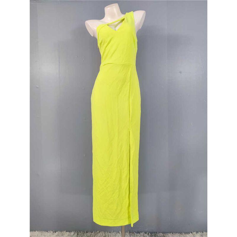 Foreign Trade Order R's Sexy Oblique Collar Chest Leakage Slim Fit Slimming Personality White Fluorescent Beautiful Elegant Royal Sister Dress