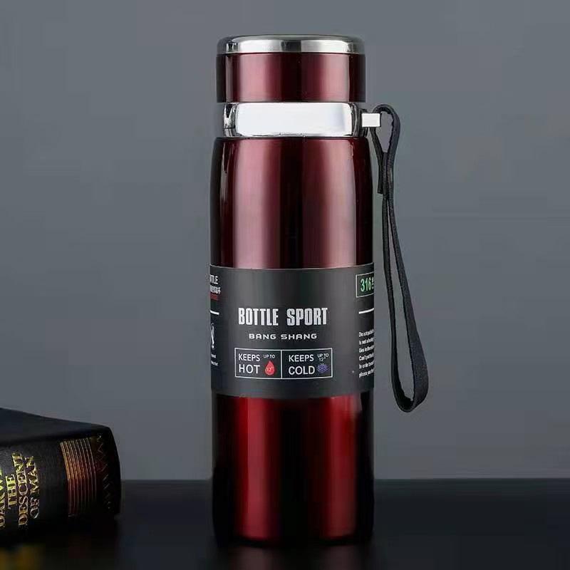 Large Capacity Insulated Stainless Steel Water Bottle with Portable Lanyard