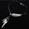 Boho Feather Decor Choker Necklace Vintage Rope Chain Ethnic Style  for Women Necklace Accessories