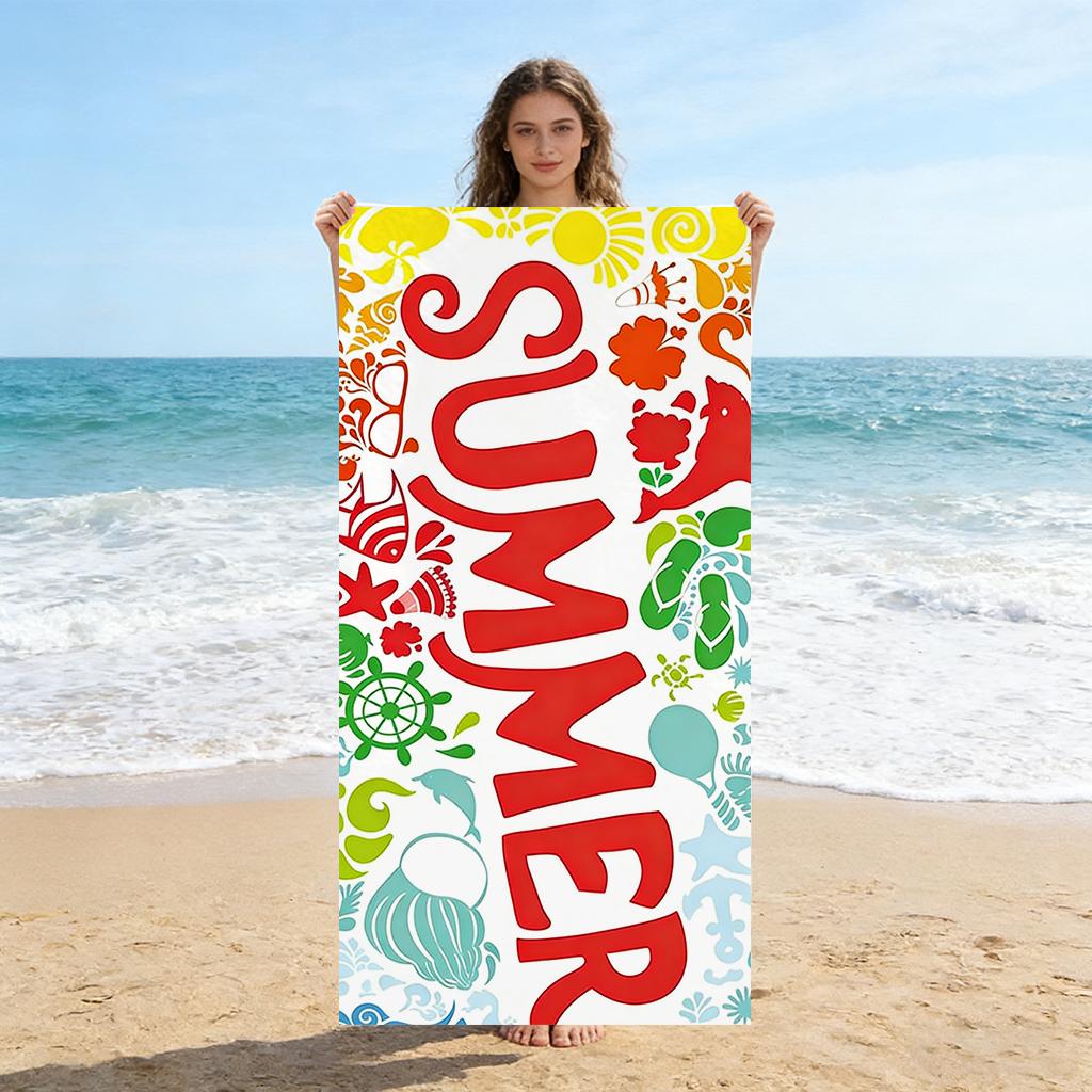 1 pièce Serviette de Plage Thème ÉTÉ Séchage Rapide Super Absorbante Convient pour la Natation Vacances à la Plage Piscine Salle de Sport Cadeau d'Été pour Amis