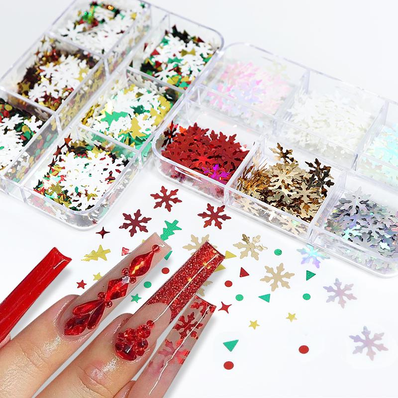 Snowflake Nail Art Flakes Slice Decoration Acrylic 3D Design Manicure Accessory For Mix Christmas Nails Charms Sequins Tips Kit