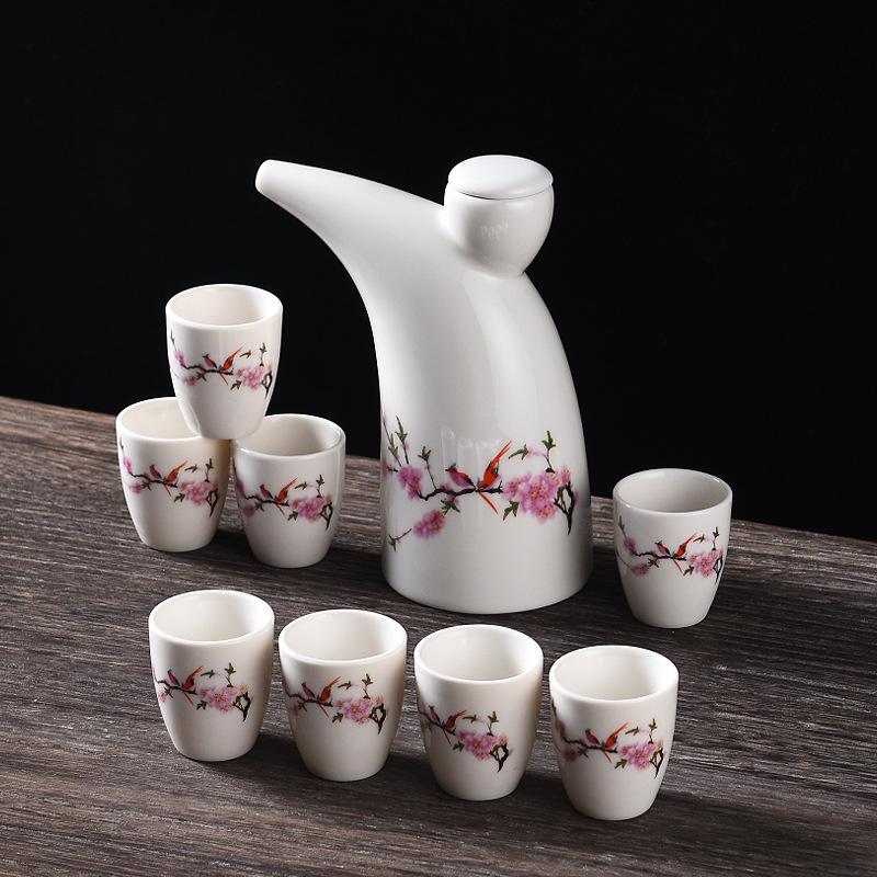 Ceramic Wine Set Half A Catty Small Wine Jug Wine Dispenser Baijiu Cup Yellow Wine Cup Chinese Sake Customization