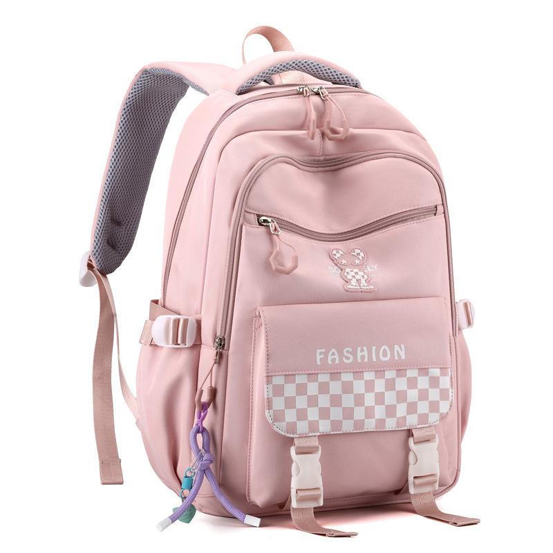 

New high school college student schoolbag women s backpack large capacity college style fashion casual backpack рожевий