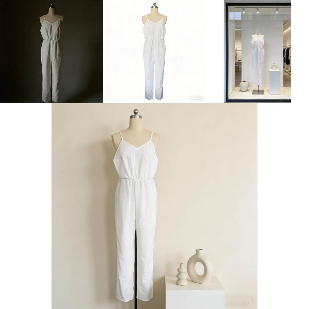 Cotton Wide Leg Jumpsuit With Deep V Neck Back Tie For Casual Streetwear Women