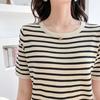 Women's Petite Striped T-Shirt & Wide-Leg Pants Casual Set