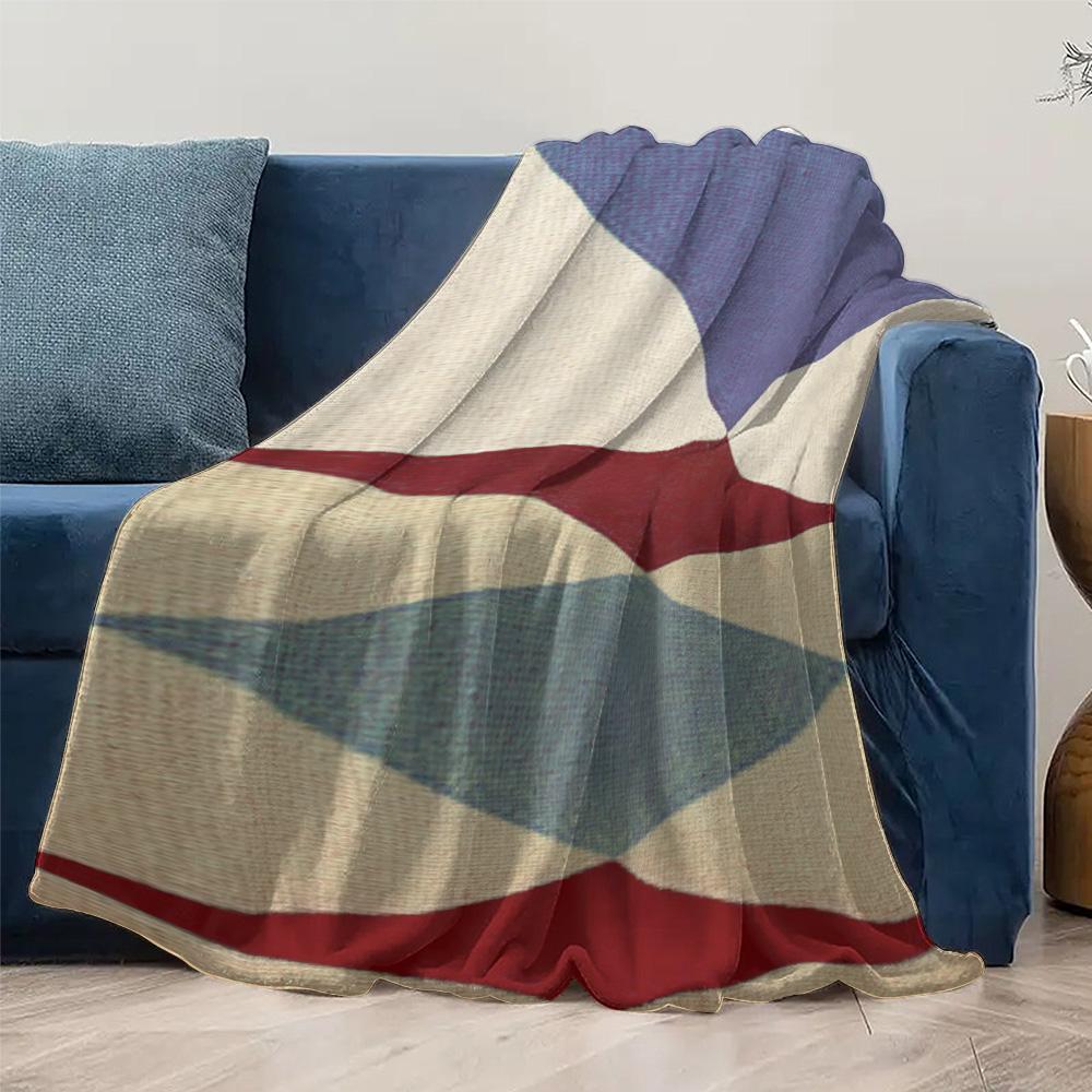 Geometric Patchwork Throw Blanket Sofa Bed Cover for Living Room Bedroom Decorative Soft Fleece Blanket