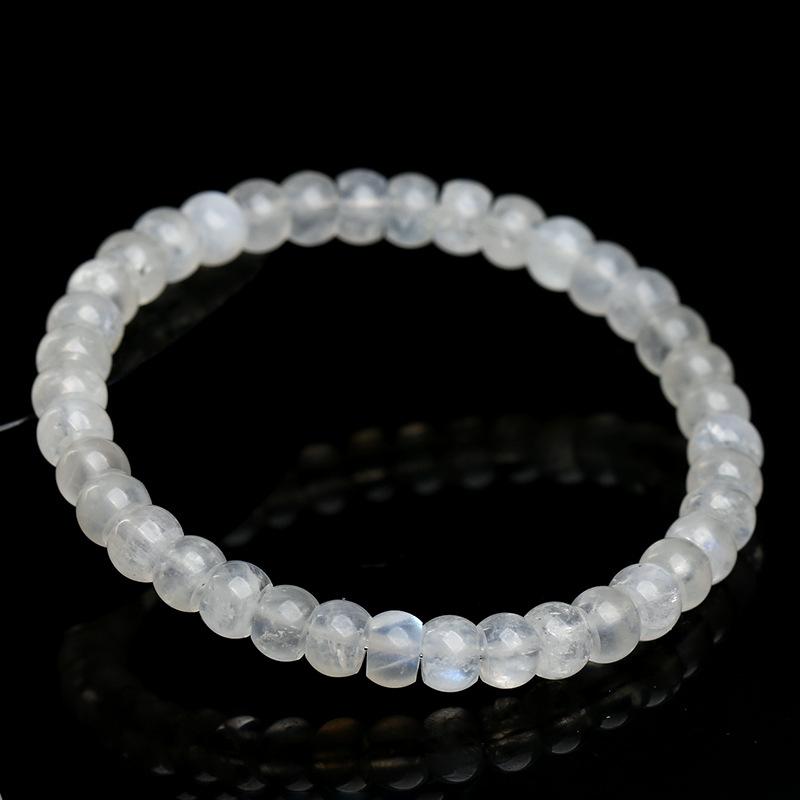 Hongchu Crystal Natural blue moonlight drum beads bracelet Blue Moonstone Straight-Cut Barrel Bead Bracelet