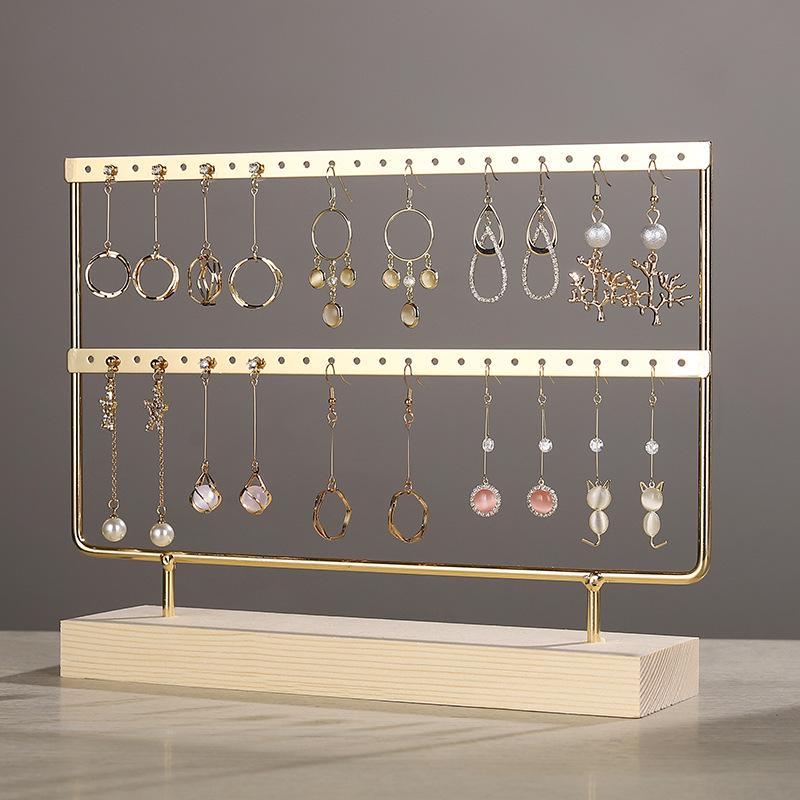 Solid Wood Iron Art Earring Holder Jewelry Display Stand for Home Storage and Hanging Ear Studs.