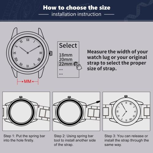 BINLUN Stainless Steel Watch Band, Premium Replacement Strap for Men and Women, 6 Colors (Gold, Silver, Black, Rose Gold, Silver Gold, Rose Silver), 1