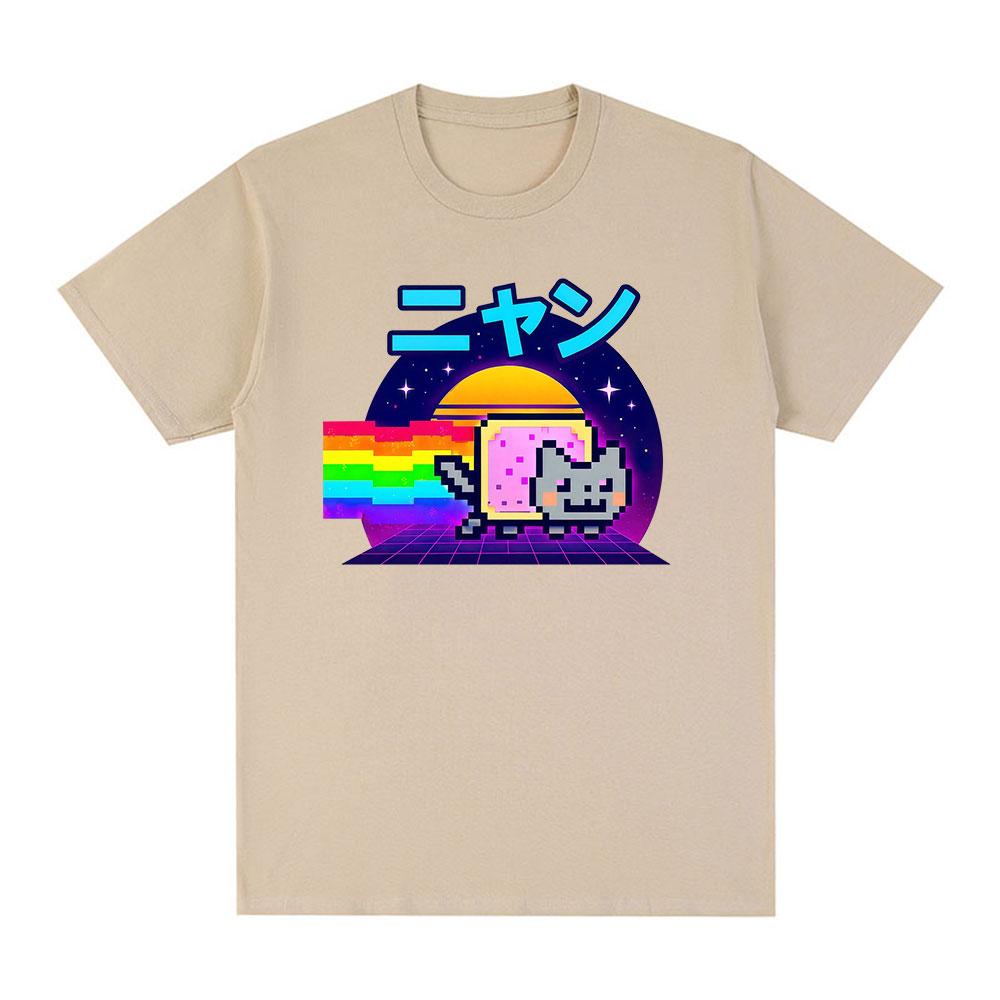 Maglietta Unisex Divertente Meme Gatto Kawaii Nyan Abbigliamento Donna Moda Casual Magliette in Cotone Harajuku Girocollo Maniche Corte T-Shirt