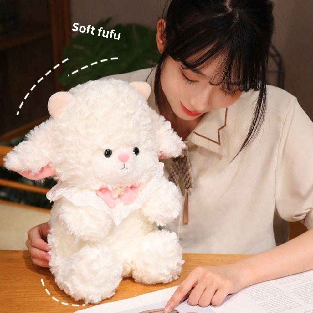 Soft Fluffy Lamb Plush Toy Cute Doll Plush Cuddle Pillow New Stuffed Animal Doll  Bedroom Decor