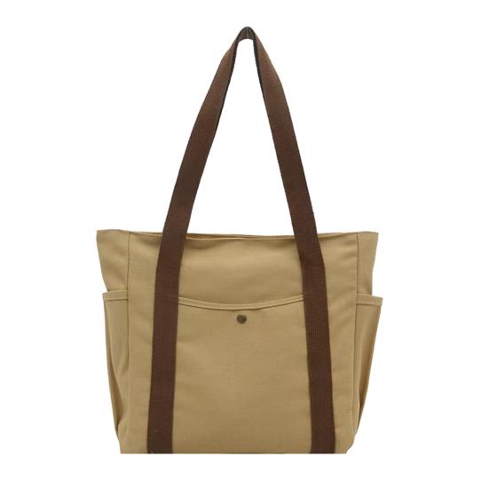 

Женская холщовая сумка через плечо Сверхпрочная рабочая сумка-тоут с боковыми карманами Застежка-молния Сумка хаки