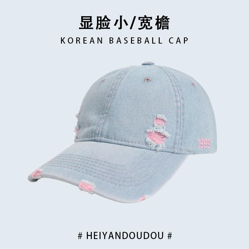 

Потертая Модная Унисекс Джинсовая Бейсболка Регулируемая Модная Шляпа для Прогулок Повседневная розовый