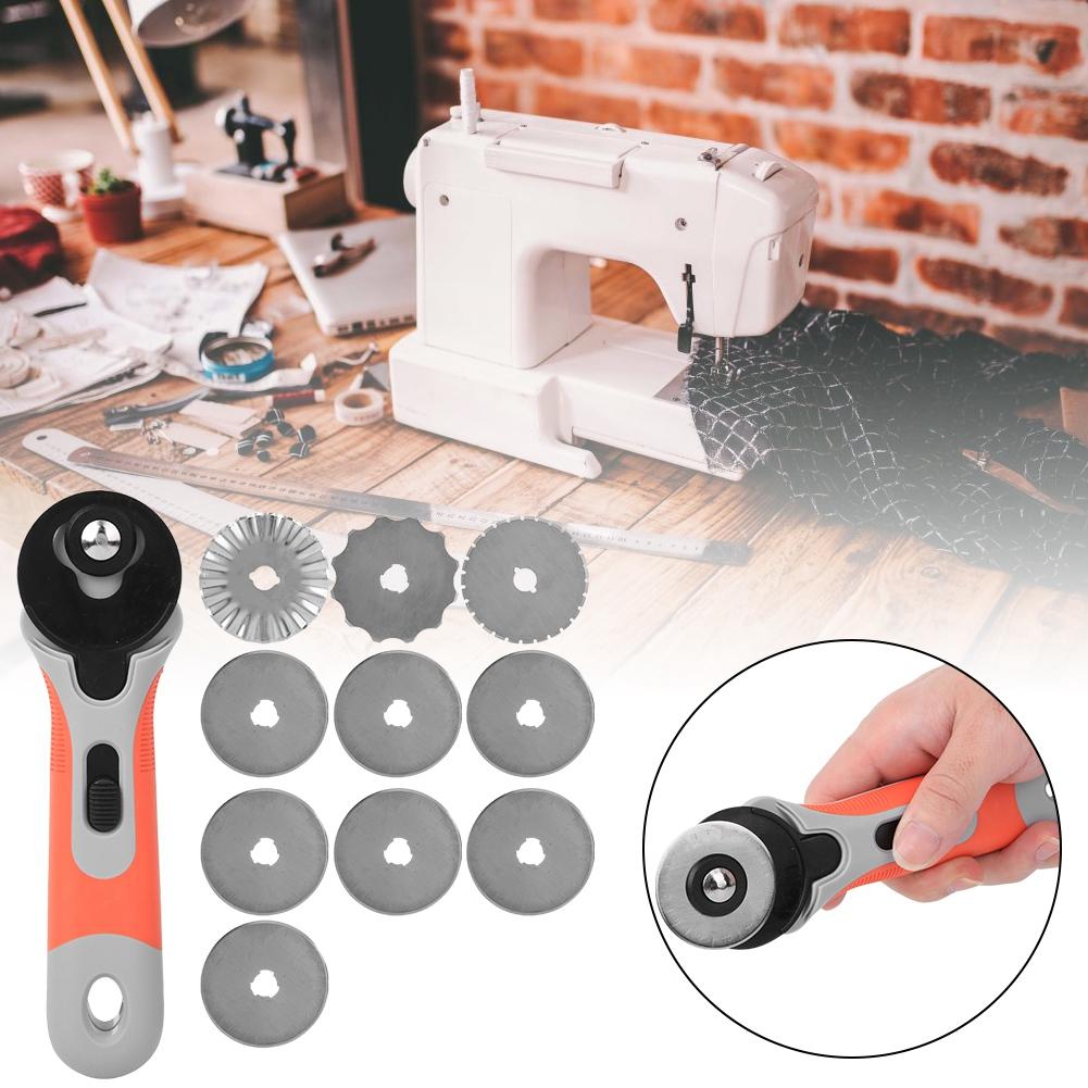 Rotation Cutter Clothing Fabric Cutter DIY Craft Cutting Tool with 10pcs Blades 45mm45x8x0.3mm