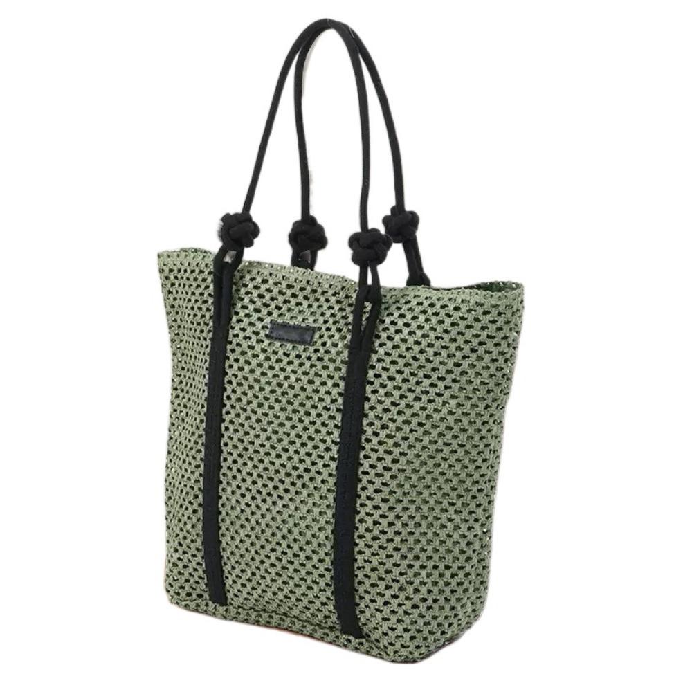 Handmade Beach Handbags Large Capacity Women s Shoulder Bags Elegant Straw Woven Bags  Holiday зелёный