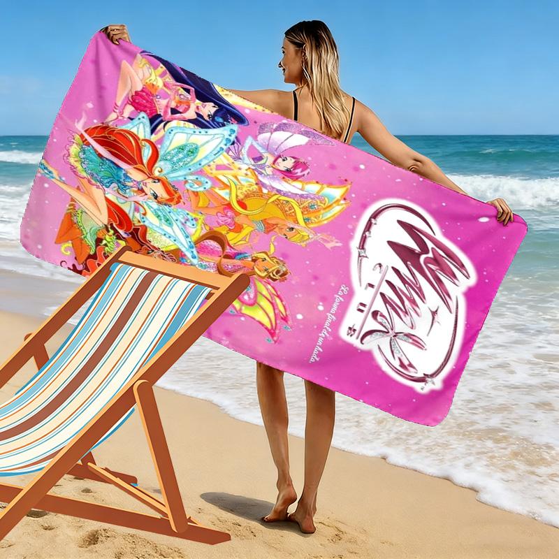 Winx Club Print Beach Towel, Large Soft Quick Dry Towel for Beach Camping Swimming