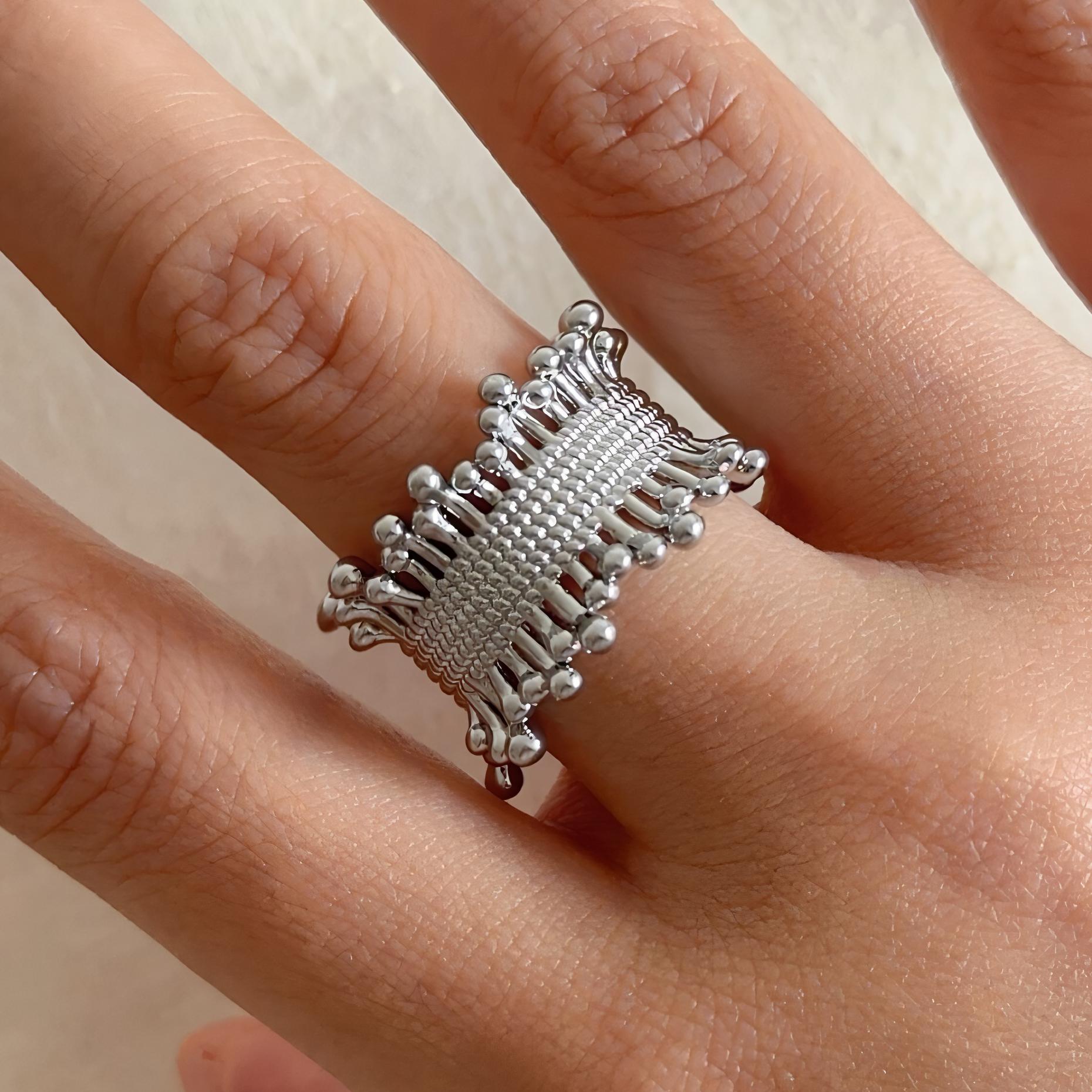 Ventfille   Kupfergeflechtring für Damen Unregelmäßig Punk Nische Kreatives Design Hyperbel Trend Schmuck Geschenk Dropshipping brown