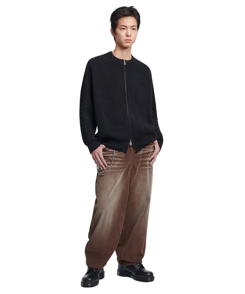 Nomaenyueol Wave Curved Corduroy Pants - Brown