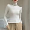 Elegant White Cashmere Turtleneck Women's Slim Fit Sweater - Flattering Autumn/Winter Knitwear.