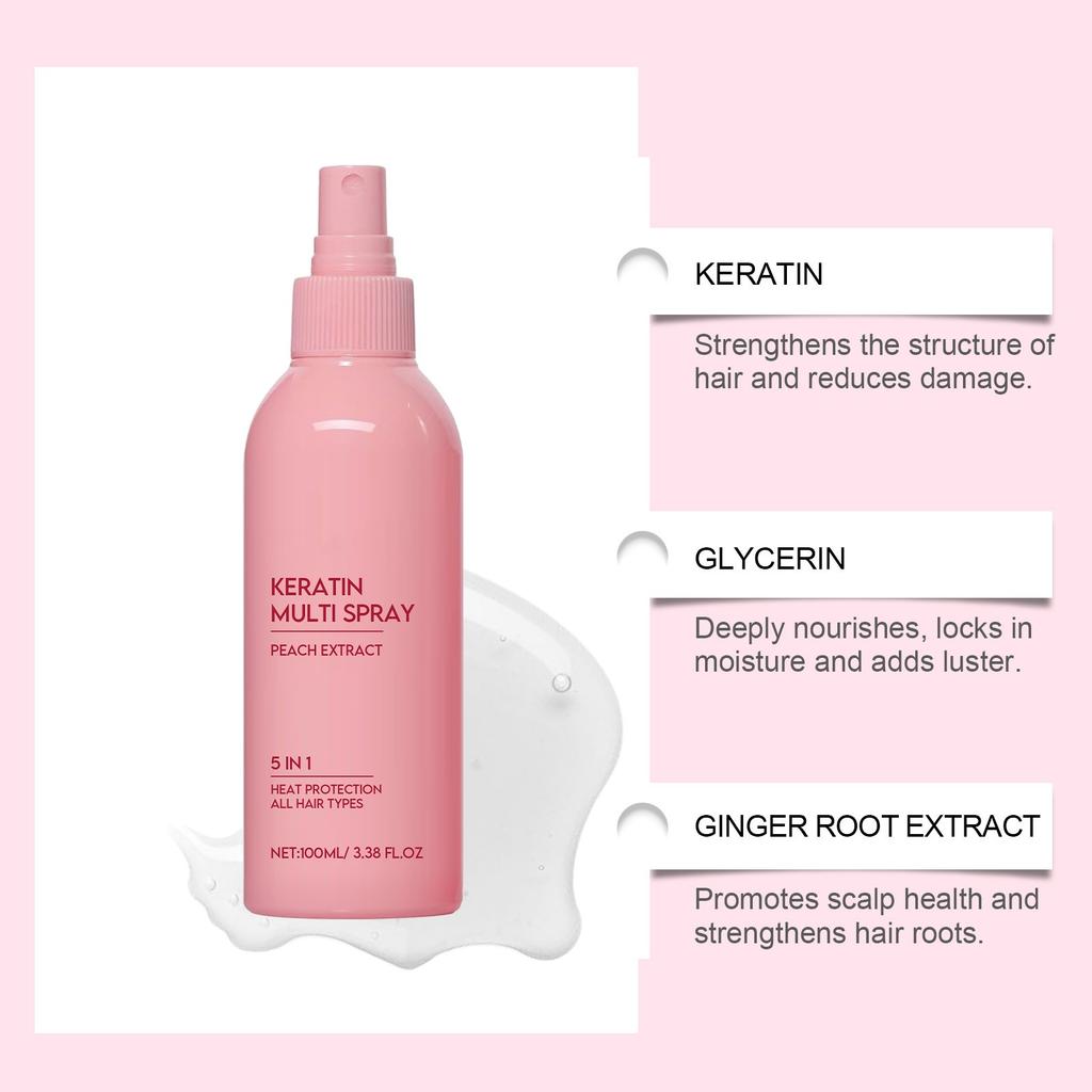 Spray capillaire à la kératine, doux, hydratant, lisse et doux, améliore les frisottis, soin capillaire quotidien, 100 ml