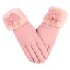 Warm Gloves Autumn and Winter Women's Fleece Bow Driving Outdoor Riding Fleece Cold-proof Winter Gloves