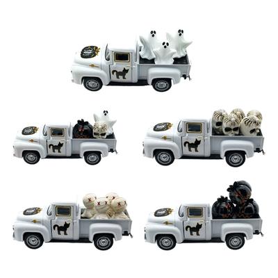Antique Miniature Haunted Ghostly Truck Ornament Metal Shelf Decors Farmhouses Kitchen Accent For Halloween Enthusiasts