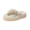 2025 Women's Open Toe Cross-Strap Fur Slippers: Autumn/Winter Fashion, Thick Sole, Height Boosting
